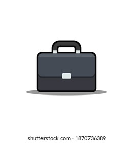 Briefcase Black Stroke and Shadow icon vector isolated. Flat style vector illustration.