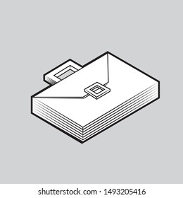 briefcase black and white icon on an isolated white background. Vector illustration. eps 10