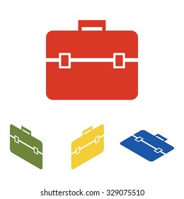 briefcase black and white icon  set. Isometric effect
