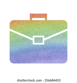 briefcase black and white icon. Watercolor effect