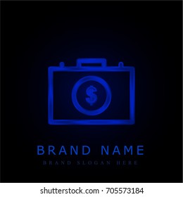Briefcase blue chromium metallic logo