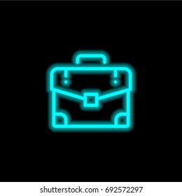 Briefcase blue glowing neon ui ux icon. Glowing sign logo vector