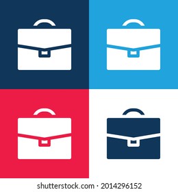 Briefcase blue and red four color minimal icon set