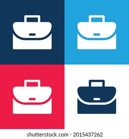 Maletín azul y rojo cuatro colores conjunto de iconos mínimo