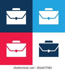 Briefcase blue and red four color minimal icon set