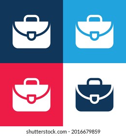 Briefcase blue and red four color minimal icon set