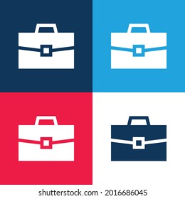 Briefcase blue and red four color minimal icon set