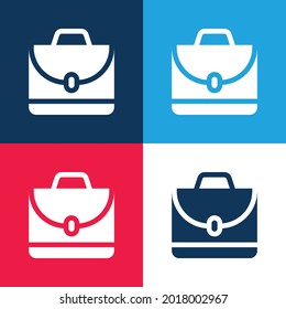 Briefcase blue and red four color minimal icon set