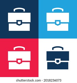 Briefcase blue and red four color minimal icon set