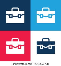 Maletín azul y rojo cuatro colores conjunto de iconos mínimo