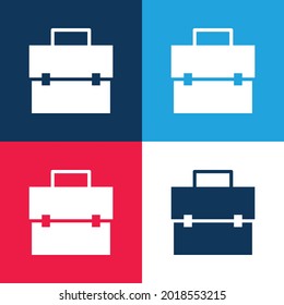 Maletín azul y rojo cuatro colores conjunto de iconos mínimo