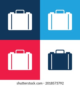 Briefcase blue and red four color minimal icon set