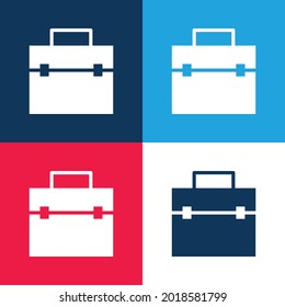 Briefcase blue and red four color minimal icon set