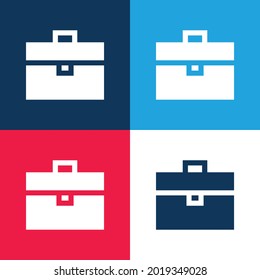 Maletín azul y rojo cuatro colores conjunto de iconos mínimo