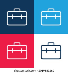 Briefcase blue and red four color minimal icon set