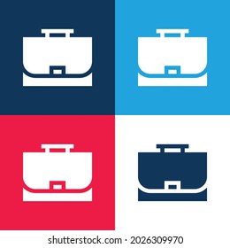 Briefcase blue and red four color minimal icon set