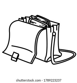 briefcase with books vector illustration not colored