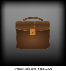 Briefcase brown. Elegant business diplomat. Vector illustration . Portfolio of securities .  Investment portfolio .  Purse