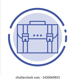 Briefcase, Business, Case, Documents, Marketing, Portfolio, Suitcase Blue Dotted Line Line Icon