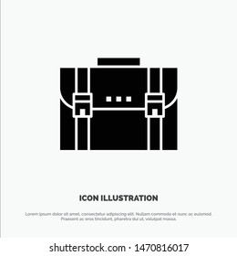 Briefcase, Business, Case, Documents, Marketing, Portfolio, Suitcase solid Glyph Icon vector. Vector Icon Template background