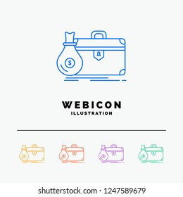 briefcase, business, case, open, portfolio 5 Color Line Web Icon Template isolated on white. Vector illustration