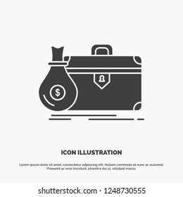 briefcase, business, case, open, portfolio Icon. glyph vector gray symbol for UI and UX, website or mobile application