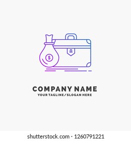 briefcase, business, case, open, portfolio Purple Business Logo Template. Place for Tagline