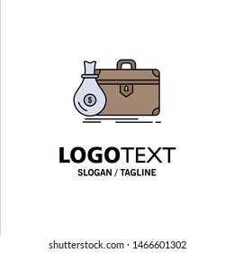 briefcase, business, case, open, portfolio Flat Color Icon Vector. Vector Icon Template background