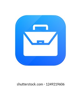 Briefcase business flat icon, glossy icon isolated on white background