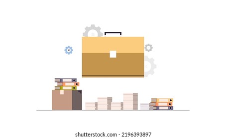 Breve ilustración vectorial plana del concepto del caso y del personal de negocios.