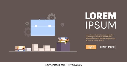 Briefcase and business staff case concept flat vector illustration.