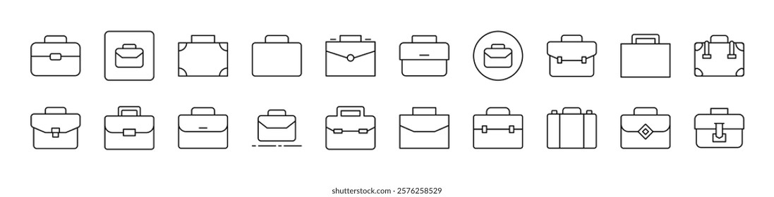 Briefcase, Business Suitcase Outline Simple Linear Image Collection. Editable Stroke. Suitable for Web Sites, Books, Cards, Apps