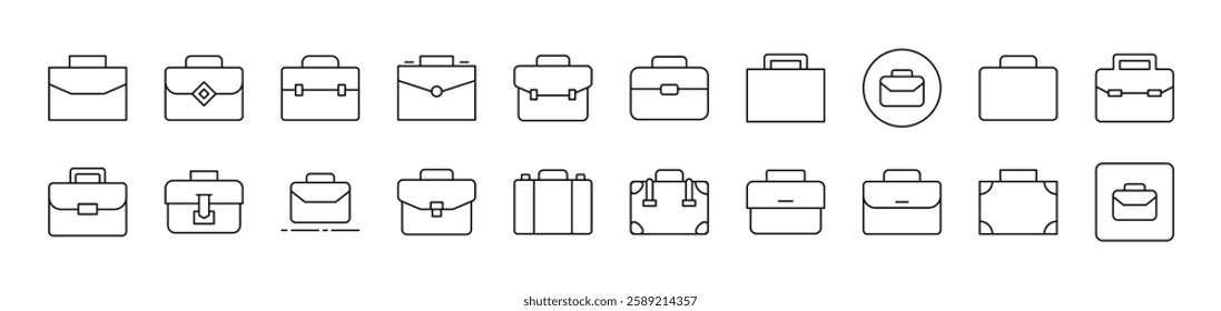 Briefcase, Business Suitcase Related Icon Set. Editable Stroke. Suitable for Web Sites, Books, Cards, Apps 