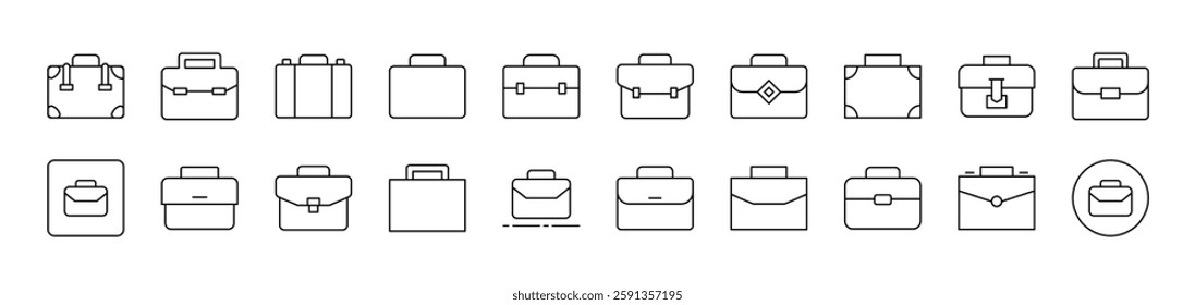 Briefcase, Business Suitcase Simple Isolated Line Icons Collection. Editable Stroke. Suitable for Web Sites, Books, Cards, Apps