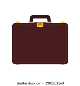 Briefcase business vector icon bag. Isolated case luggage businessman. Suitcase handle portfolio office brown flat equipment