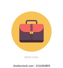 Briefcase business vector illustration in flat style. Yellow theme concept