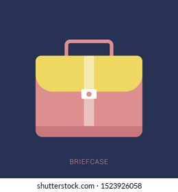 Briefcase business vector illustration in flat style. Minimal flat icon