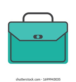 Briefcase business vector illustration in flat style and Briefcase with lock icon
