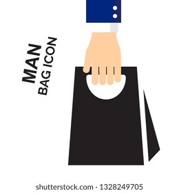 Briefcase or businessman bag vector icon isolated. Ministerial portfolio symbol with man hand in a suit holding suitcase