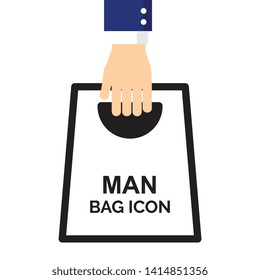 Briefcase or businessman bag vector icon isolated. Ministerial portfolio symbol with man hand in a suit holding suitcase
