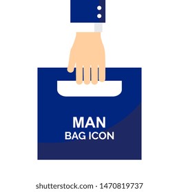 Briefcase or businessman bag vector icon isolated. Ministerial portfolio symbol with man hand in a suit holding suitcase