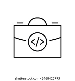 Briefcase by Brackets Linear Symbol. Perfect for design, infographics, web sites, apps