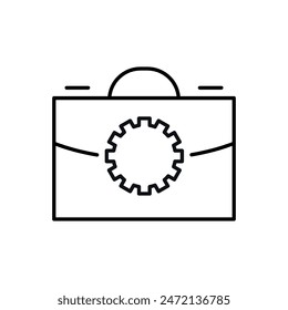 Briefcase by Gear Linear Sign. Perfect for design, infographics, web sites, apps