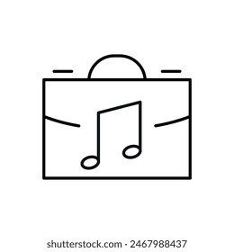 Briefcase by Musical Note Image Drawn with Thin Line. Perfect for design, infographics, web sites, apps