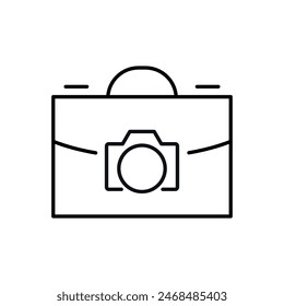 Briefcase by Photo Camera Thin Line Picture. Perfect for design, infographics, web sites, apps