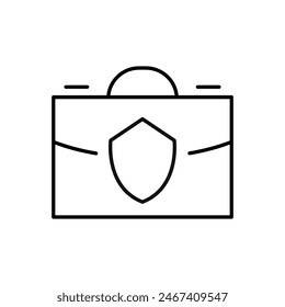 Briefcase by Shield or Armor Illustration Drawn with Thin Line. Perfect for design, infographics, web sites, apps