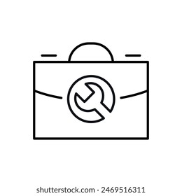 Briefcase by Wrench Monoline Symbol. Perfect for design, infographics, web sites, apps