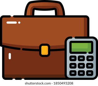 Briefcase With Calculator Filled Outline Icon