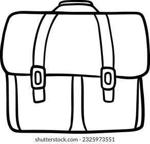 briefcase for carrying documents office doodle linear cartoon coloring book