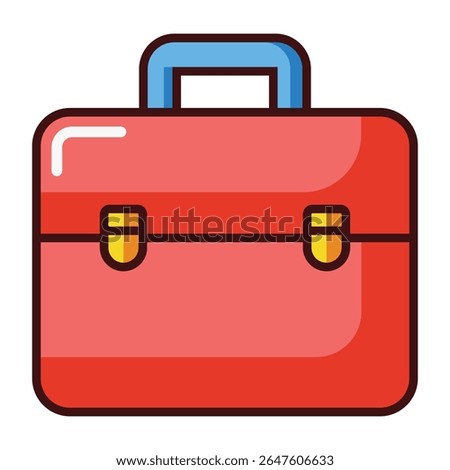 Briefcase cartoon style icon isolated on white background.